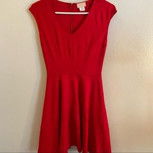 Cute love…ady Red V-neck Mini Dress!!